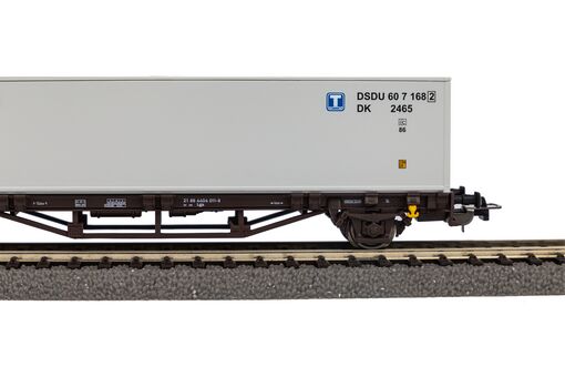 Containertragwagen Lgjs DSB V beladen mit 40' Container DSB
