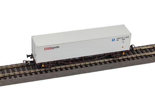 Containertragwagen Lgjs DSB V beladen mit 40' Container DSB