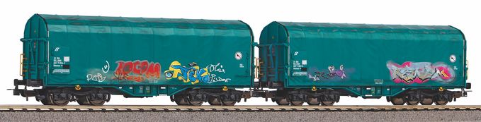 2er Set Schiebeplanenwagen Shimmns mit Graffiti FS VI