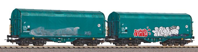 2er Set Schiebeplanenwagen Shimmns mit Graffiti FS VI