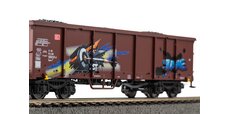 2er Set Offene G&uuml;terwagen Eaos DB AG VI mit Graffiti und Kohleladung