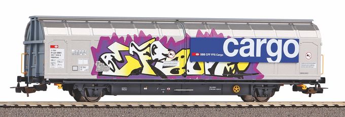 Großraumschiebewandwagen Hbbillnss SBB mit Graffiti VI
