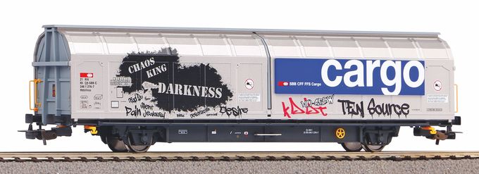 Großraumschiebewandwagen Hbbillnss SBB mit Graffiti VI