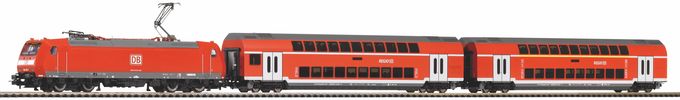PIKO SmartControl light Set mit Bettungsgleis DB AG Doppelstockpersonenzug