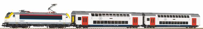PIKO SmartControl WLAN Set mit Bettungsgleis SNCB Doppelstock-Personenzug