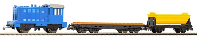 GER: PIKO myTrain&reg; Start-Set Bauzug mit Diesellok, Klemmbausteinwagen und Selbstentladewagen