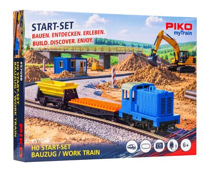 GER: PIKO myTrain&reg; Start-Set Bauzug mit Diesellok, Klemmbausteinwagen und Selbstentladewagen