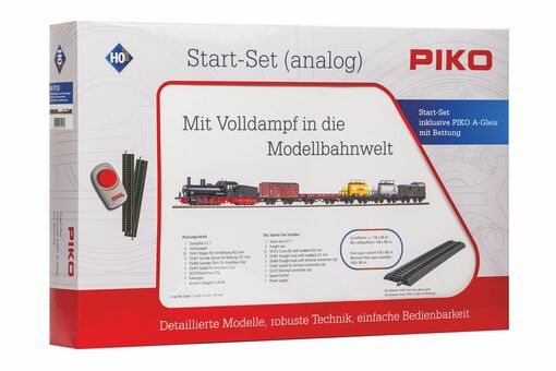 Start-Set mit Bettung Güterzug Dampflok G7 mit 5 Güterwagen