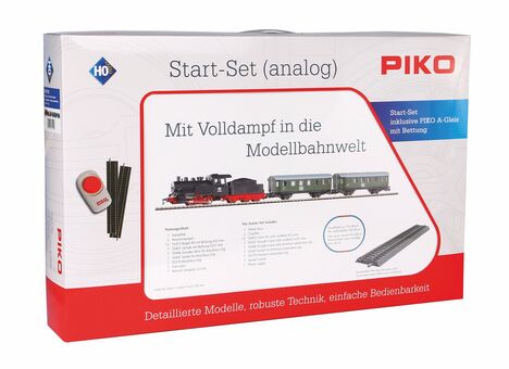 Starter Set Passenger Train DB with Steam loco + tender, PIKO A-Track w. Railbed