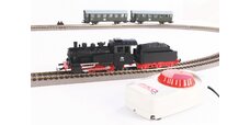 Start-Set mit Bettung Personenzug Dampflok mit Tender