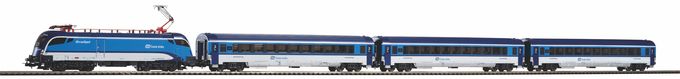 Starter Set Taurus CD Railjet w. 3 IC Passenger Cars Railjet, PIKO A-Track w. Railbed