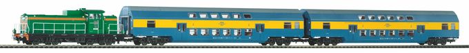 Starter Set PKP SM42 Diesel loco w. 2 Bi-level Passenger cars PKP V PIKO A-Track w. Railbed