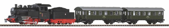Starter Set Passenger Train with Steam loco PKP, PIKO A-Track w. Railbed