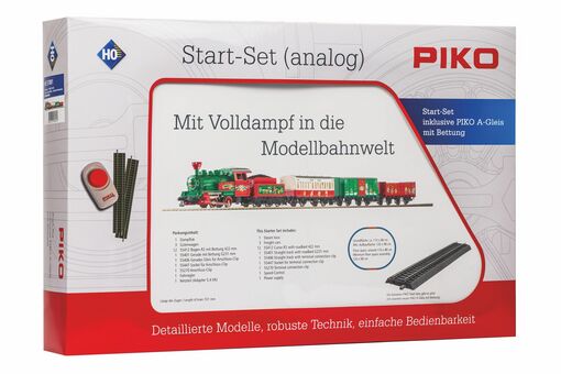 Start-Set mit Bettung Weihnachtszug Dampflok mit Tender