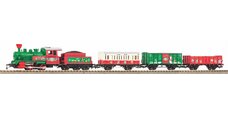 Starter Set Christmal Steam loco+ 3 Coaches, PIKO A-Track w. Railbed