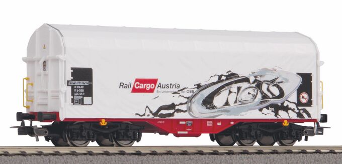 Schiebeplanenwagen Rail Cargo Austria VI mit Graffiti