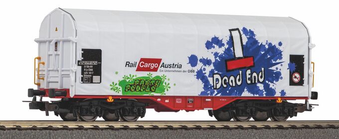 Schiebeplanenwagen Rail Cargo Austria VI mit Graffiti