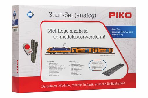 Start-Set mit Bettung Personenzug E-Lok und 2 Doppelstockwagen NS V