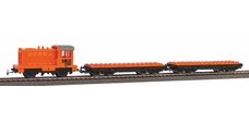 Start-Set mit Bettung Güterzug mit Klemmbaustein-Wagen R/C