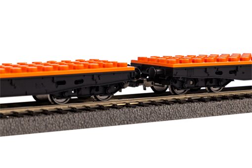 Start-Set mit Bettung Güterzug mit Klemmbaustein-Wagen R/C