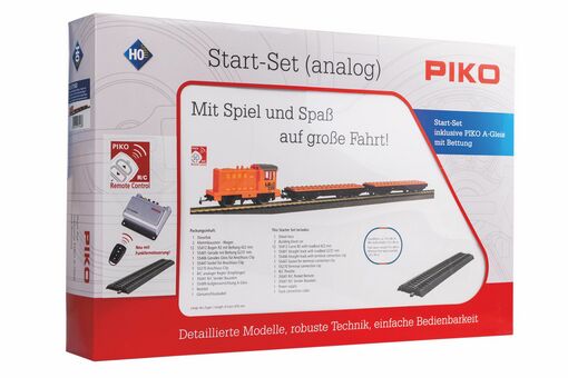 Start-Set mit Bettung Güterzug mit Klemmbaustein-Wagen R/C