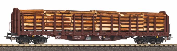 Stammholztransportwagen Roos-t642 mit Holzladung RSBG VI