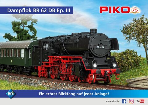 Sound-Dampflok BR 62 DB III, inkl. PIKO Sound-Decoder und Dampfgenerator