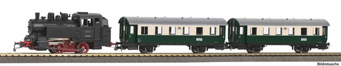 Start-Set mit Bettung Dampflok BR 80 VSM mit Personenwagen NS VI
