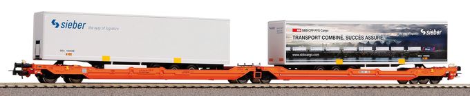 Articulated intermodal car T3000e Wascosa VI, w 2 sieber trailers