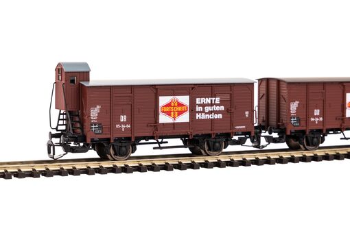 TT 2er Set Gedeckter Güterwagen G02 DR III "Fortschritt"