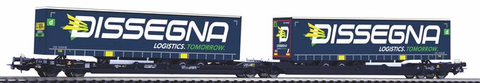 Taschenwagen T3000e Wascosa mit 2 "Dissegna" Trailern SBB VI