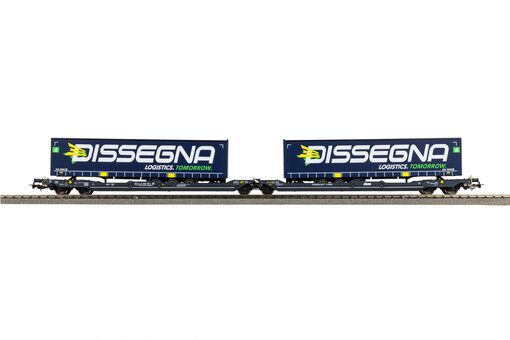 GER: Taschenwagen T3000e CEMAT mit 2 "Dissegna" Trailern SBB VI