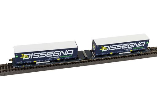 GER: Taschenwagen T3000e CEMAT mit 2 "Dissegna" Trailern SBB VI