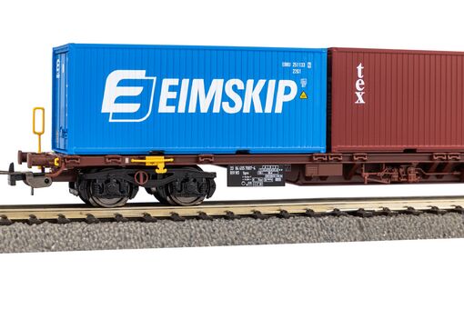 Tragwagen Sgnss NS VI, beladen mit 3 Containern