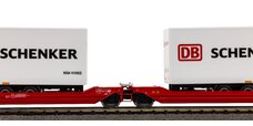 Taschenwagen T3000e mit 2 "DB Schenker" Trailern DB AG VI
