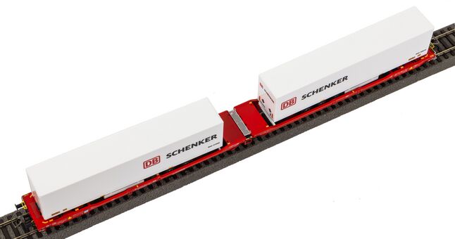 Taschenwagen T3000e mit 2 "DB Schenker" Trailern DB AG VI
