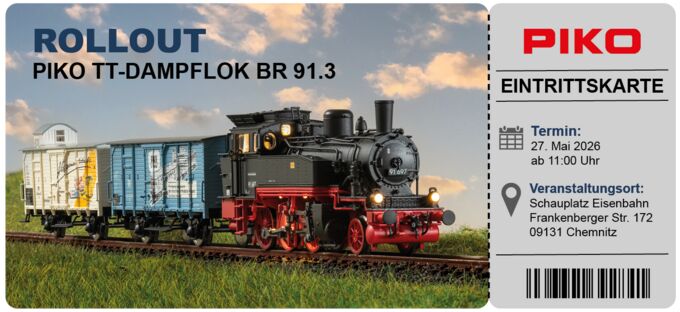 Ticket zum Rollout BR 91.3 TT am 27.05.2026 (Versand per Mail)